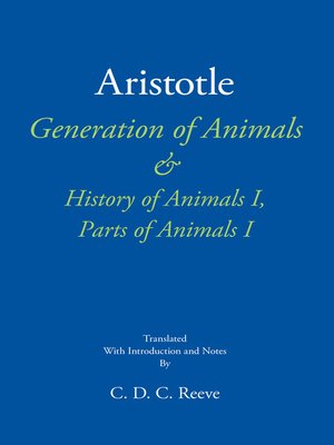 cover image of Generation of Animals & History of Animals I, Parts of Animals I